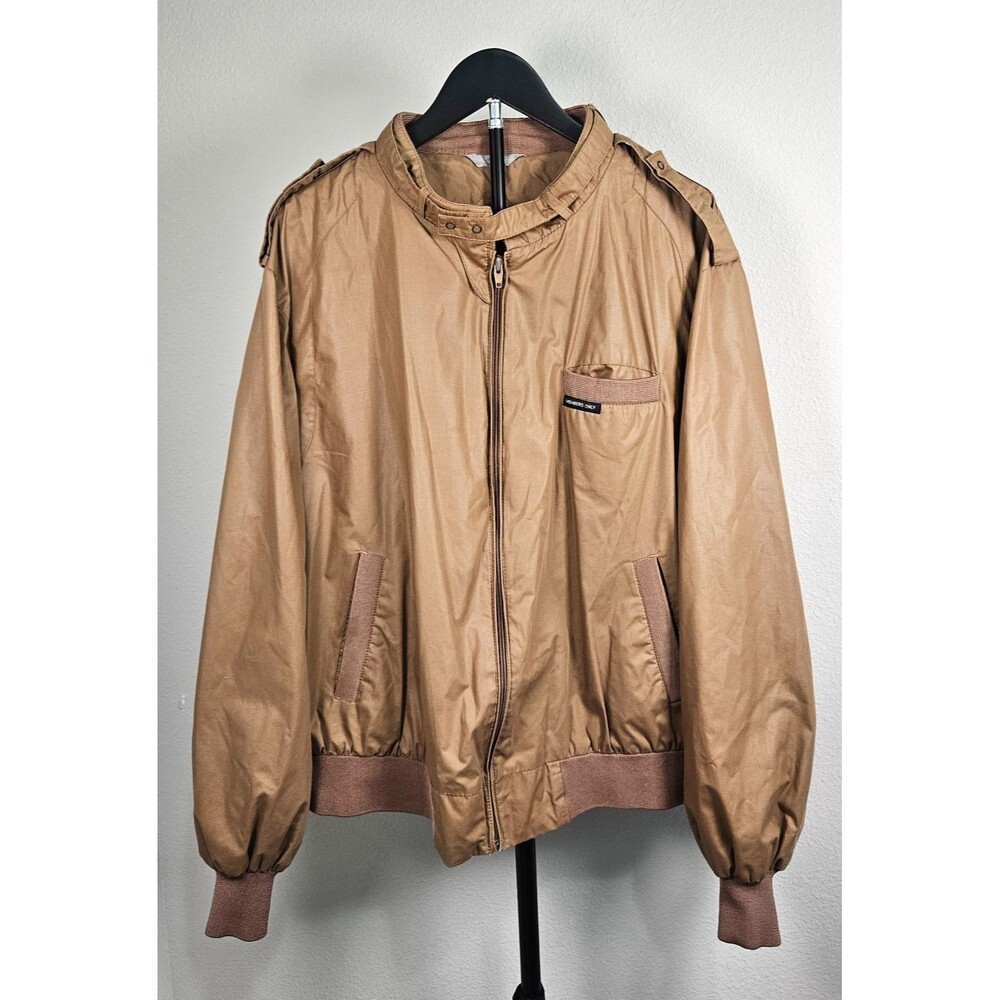 Vintage Members Only Jacket Mens 2XL Tan Bomber Jacket Full Zip Lightweight USA